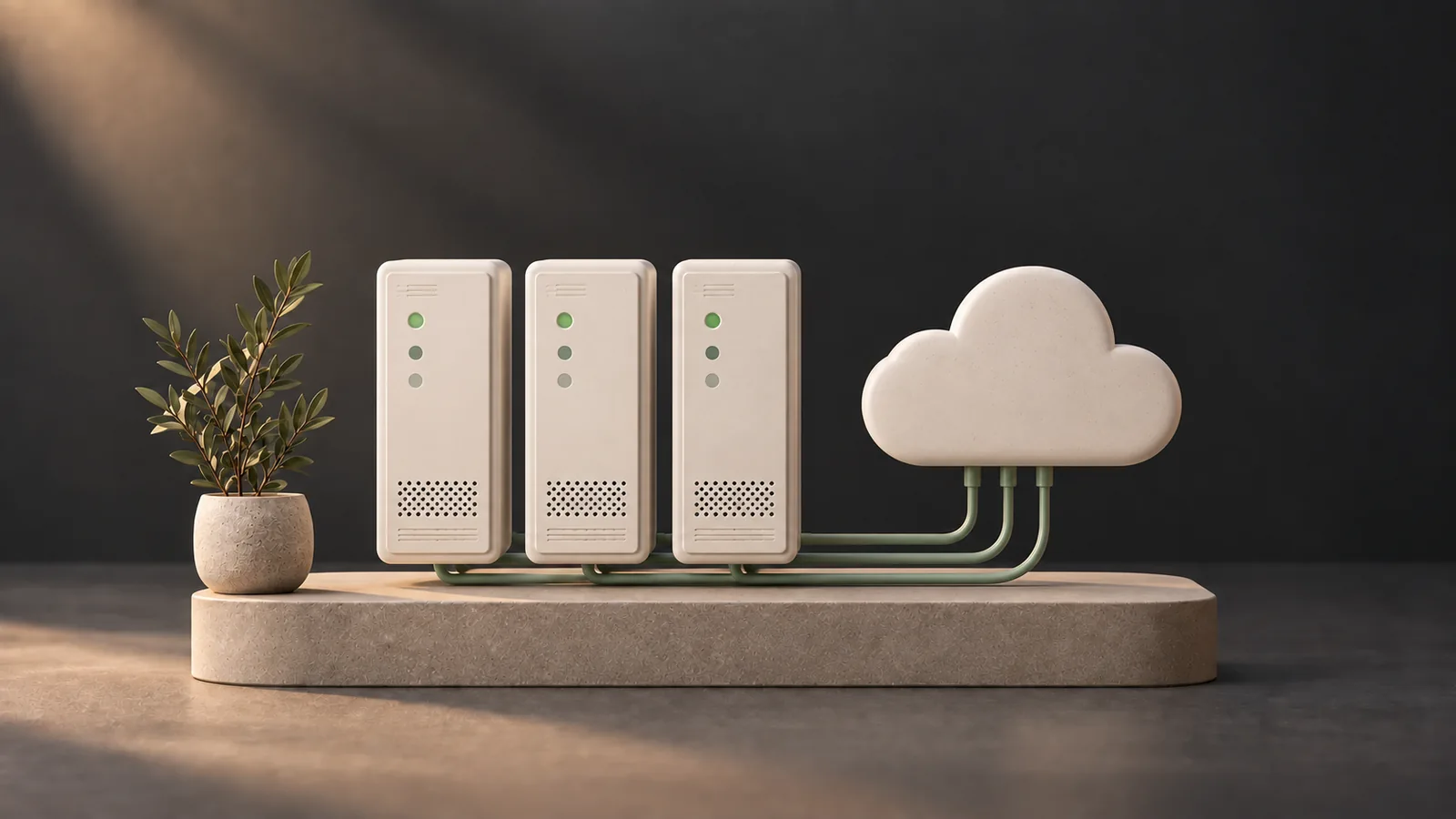 Illustration of servers connected to a cloud representing cloud infrastructure.